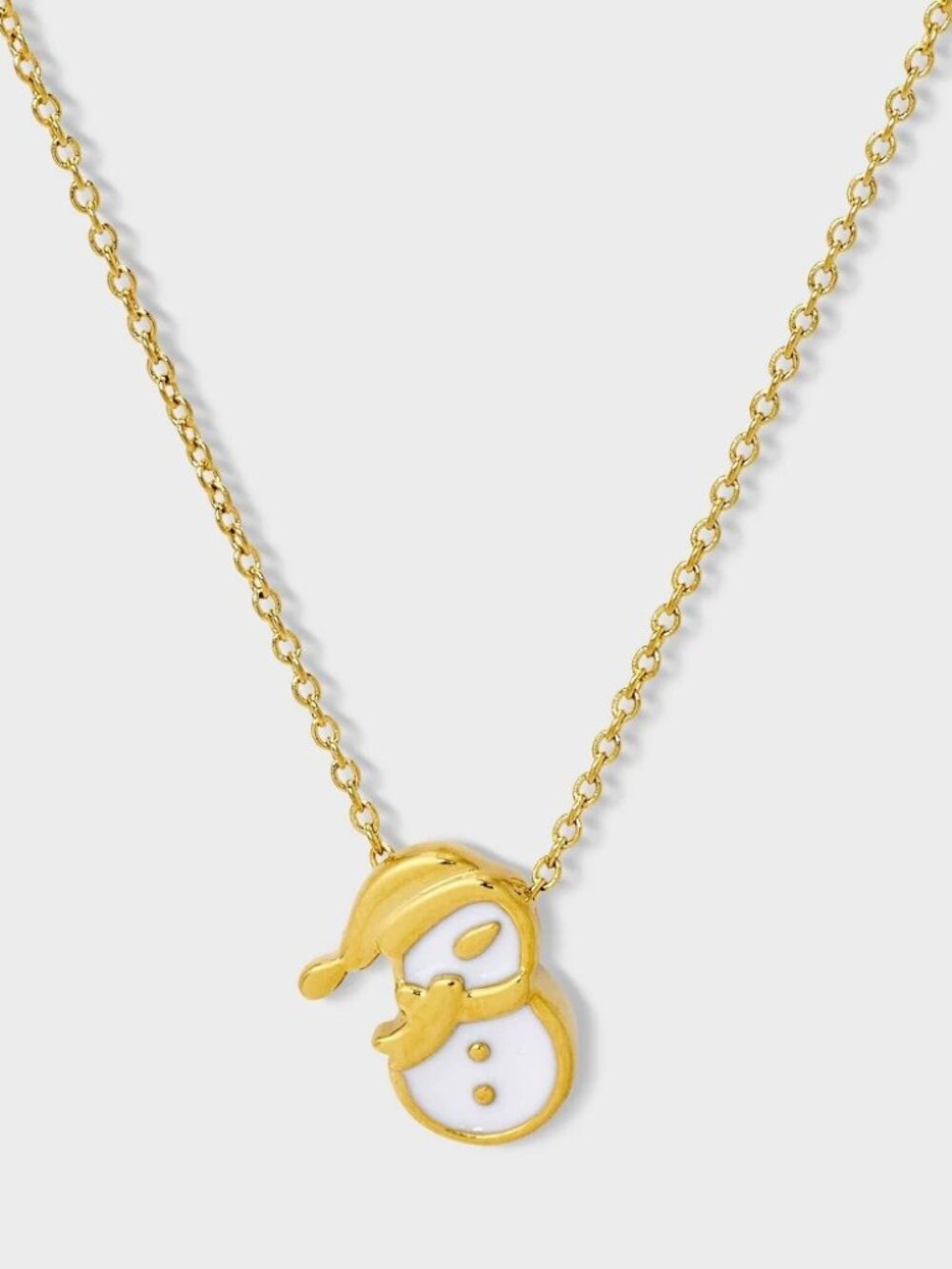 Tiny Tags 14k Gold Plated Snowman Enamel Pendant Necklace NWT